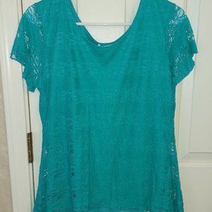 Shannon Ford New York Turquoise Lace Blouse L